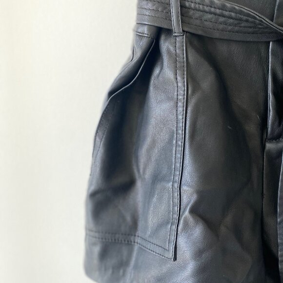 Zara Faux Leather Shorts With Belt - Picture 3 of 8